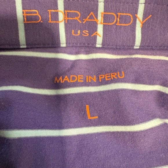 B Draddy The Players Men's Purple Striped Polo Shirt Size Large - Picture 2 of 10